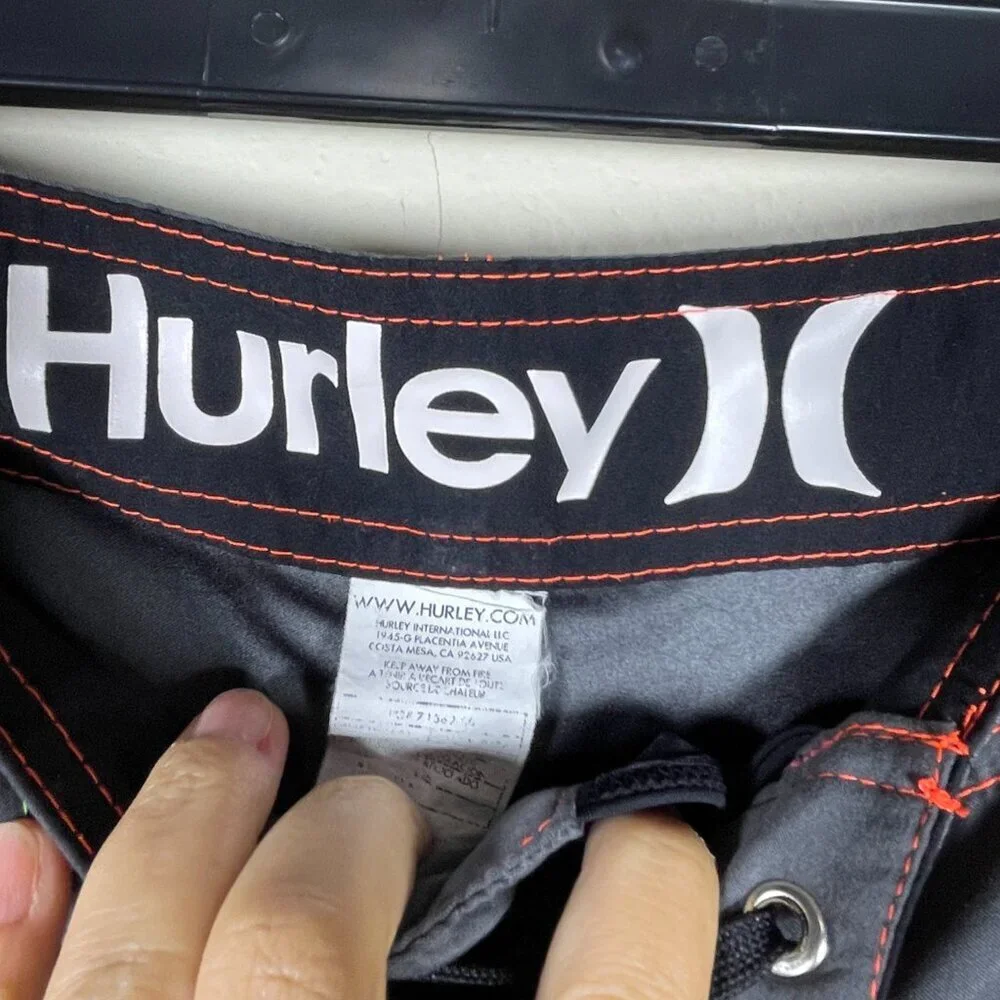 Hurley Men's Gray Colorful Stitching Beach Board Shorts Surf Summer Medium!